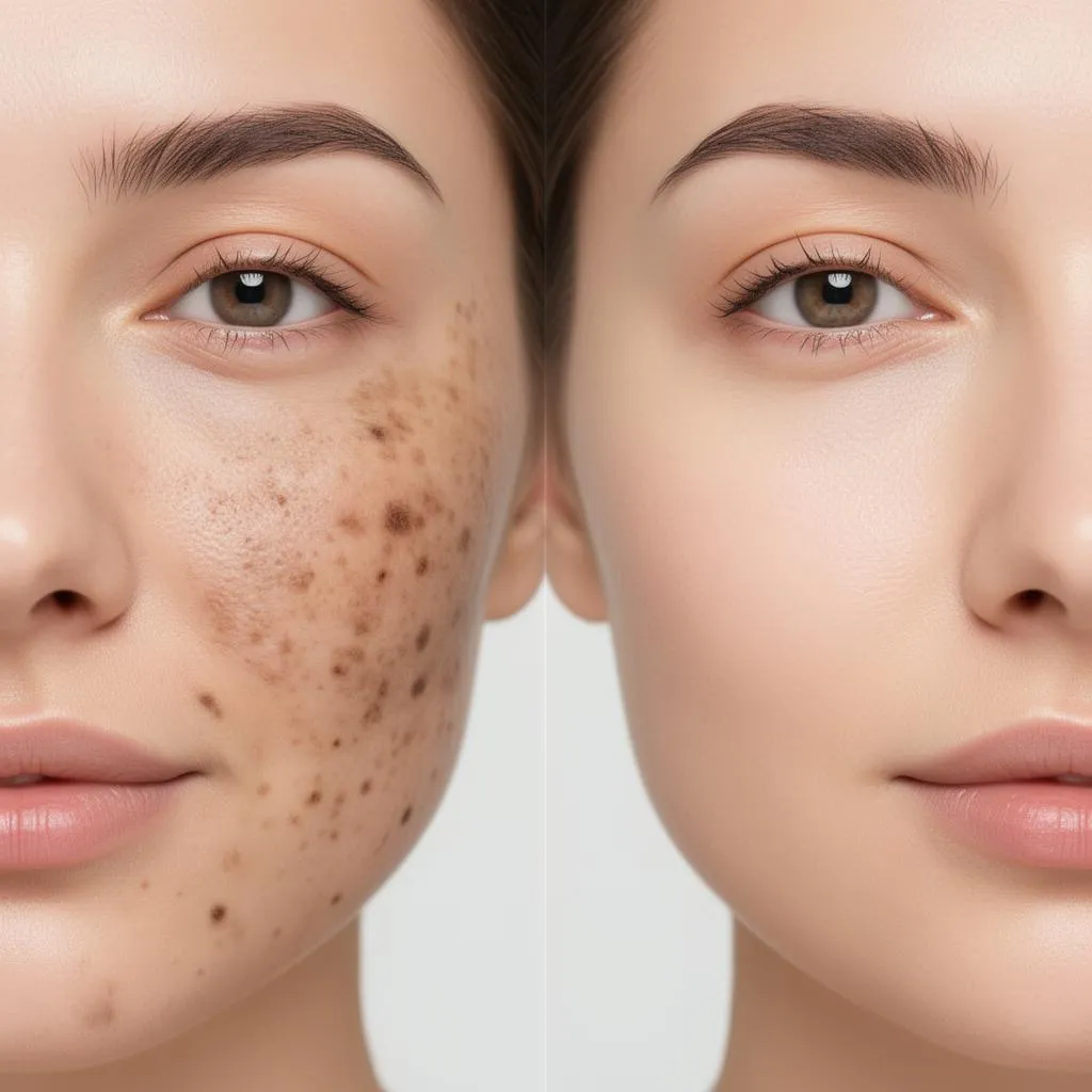 Pigmentation before and after treatment